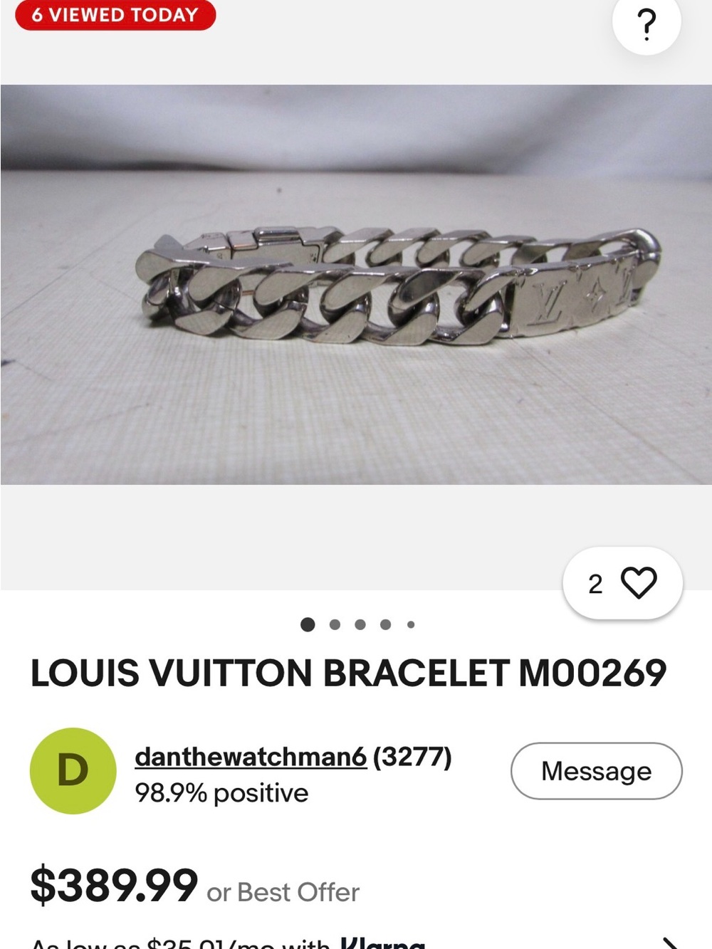Louis Vuitton Monogram Silver Chain bracelet - Picture 8 of 8